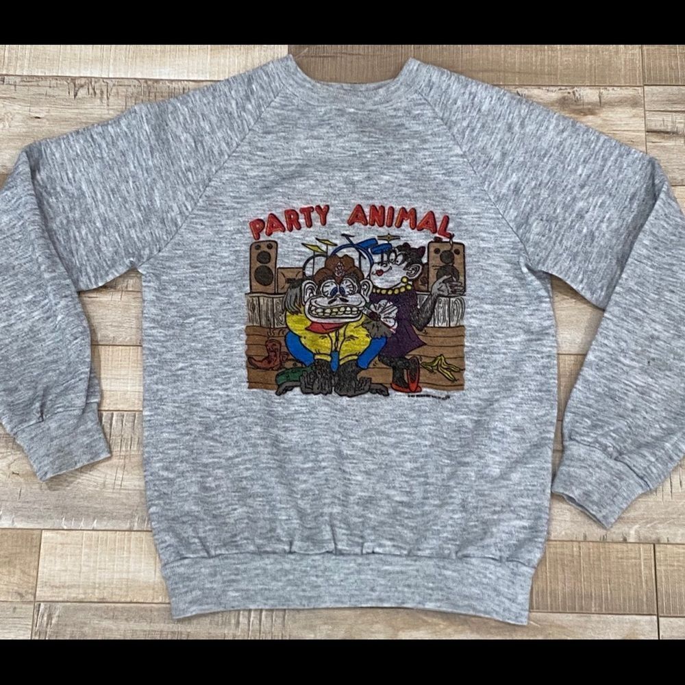 VINTAGE 70s Party Animal Pullover Sweatshirt
